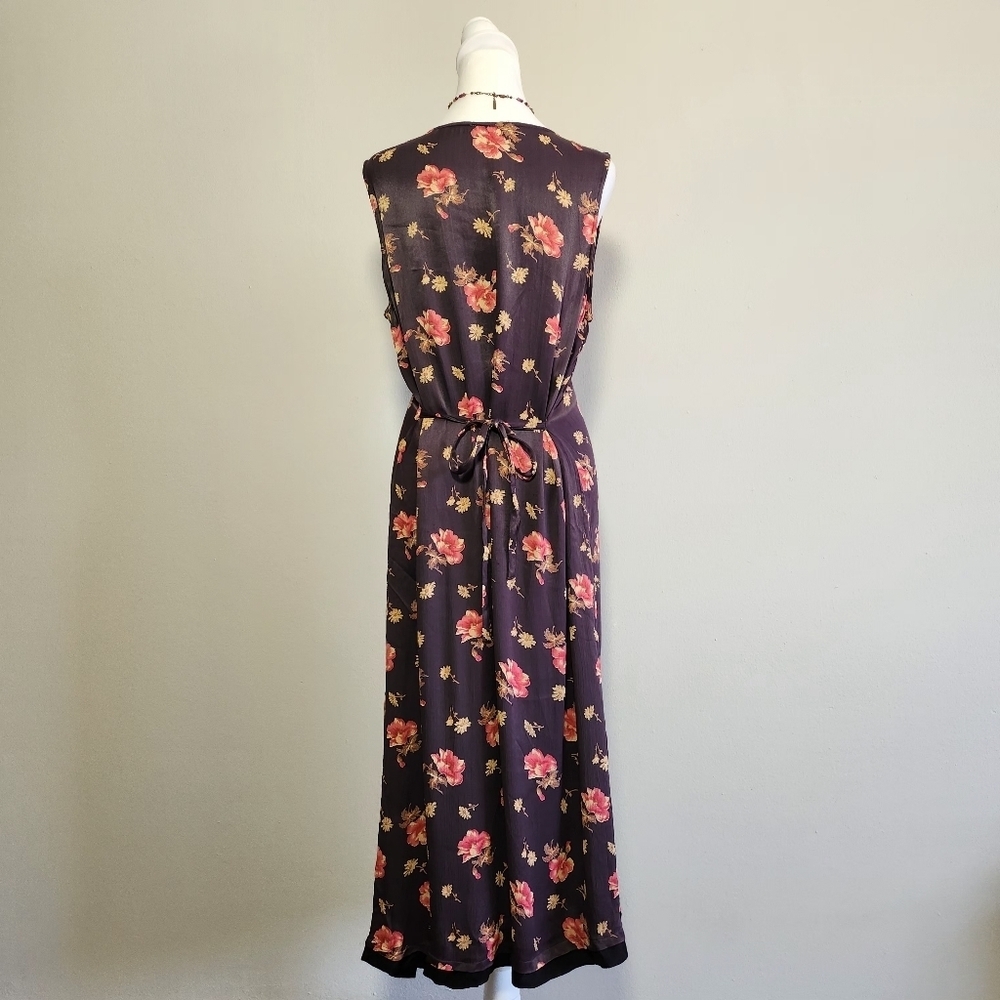 April Cornell Deep Plum 90s Floral Cottagecore Prarie Coquette Flirty Dress M - Picture 4 of 7